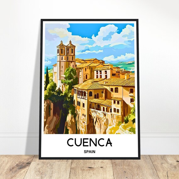 Cuenca Travel Print Poster Spanish Art Spain Lover Gift Wall Hanging City Illustration Home Office Room Decor