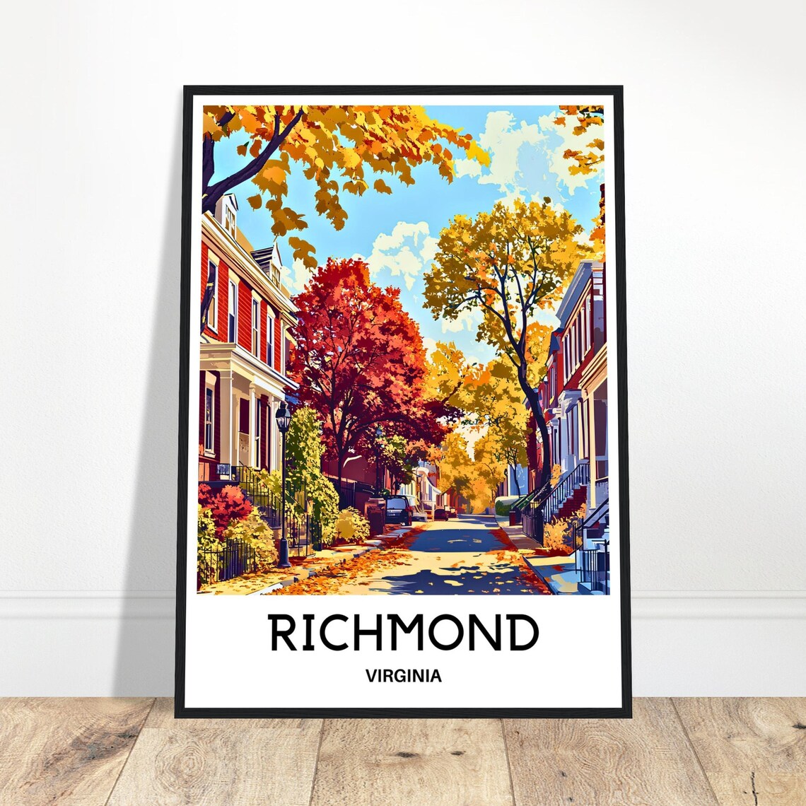 Richmond Virginia Autumn Street Fall Foliage Colors Travel Poster