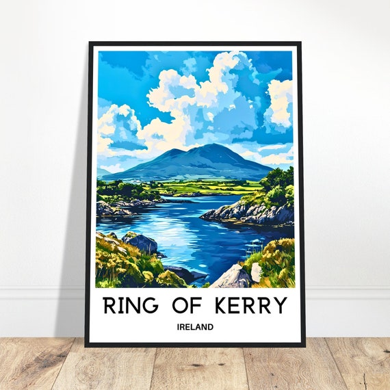 Ring Of Kerry Travel Print Poster Irish Art Ireland Lover Gift Wall Hanging Illustration Home Office Room Decor