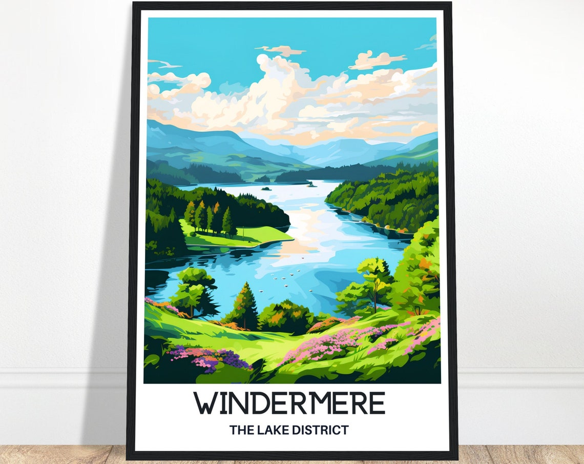 Windermere Lake District England Scenic Lakeside View Poster