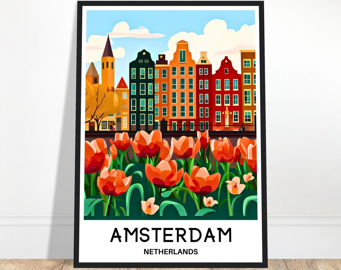 Amsterdam Travel Poster, Netherlands Travel Poster