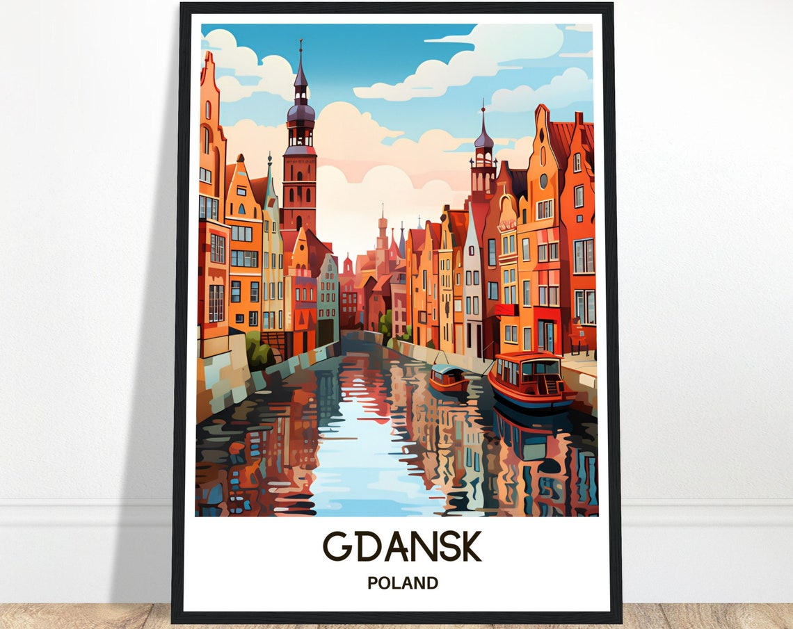 Gdansk Travel Print Gdansk Poster Polish Art Print Poland Lover Gift Wall Hanging Art Home Office Desk Decor Gdansk City Illustration