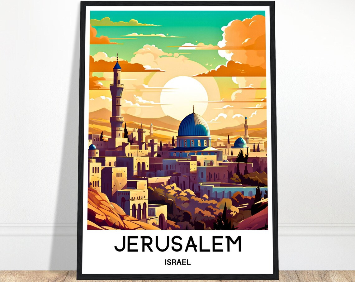 Jerusalem Israel Old City Dome Of The Rock Sunset Travel Poster
