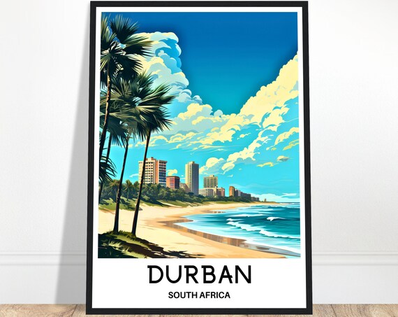 Durban Travel Print Durban Poster South African Art Print South Africa Lover Gift Wall Hanging Home Decor Durban Illustration