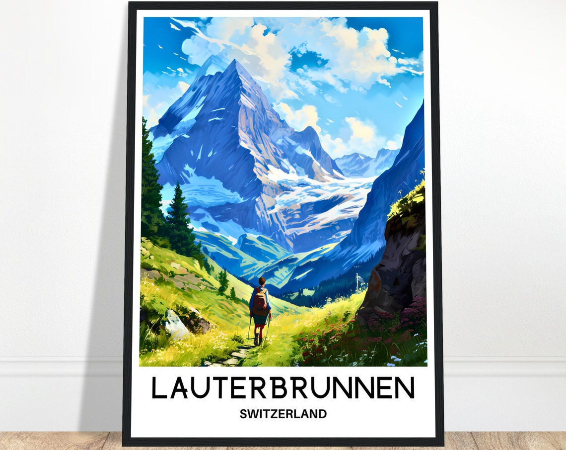 Lauterbrunnen Lover Gift Lauterbrunnen Travel Poster Lauterbrunnen Travel Print Lauterbrunnen Switzerland Wall Print Lauterbrunnen Art Print