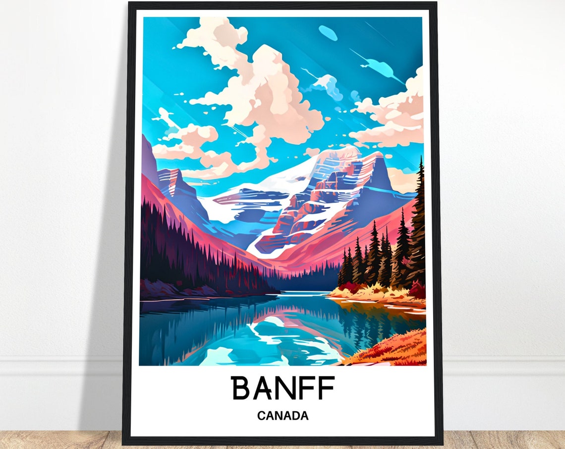Banff Canada Mountain Lake National Park Scenic Travel Poster