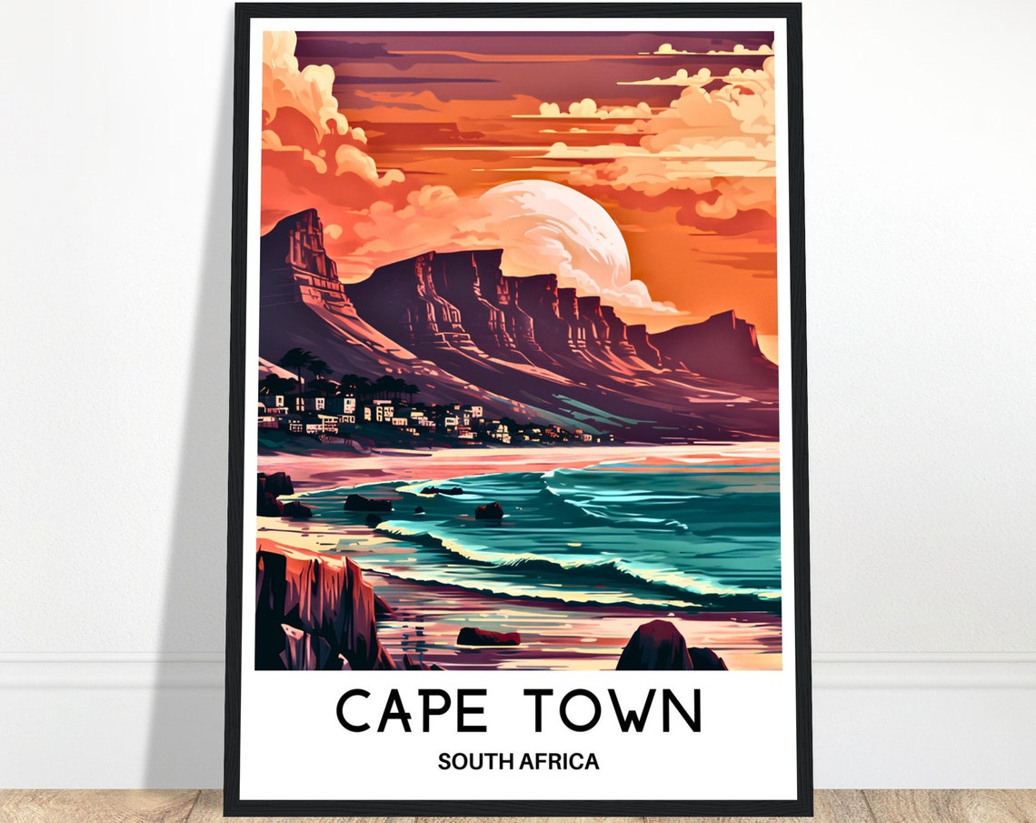 Cape Town Travel Poster Cape Town Travel Print Cape Town Art Print South Africa Travel Gift Cape Town South Africa Art Print Cape Town Gift