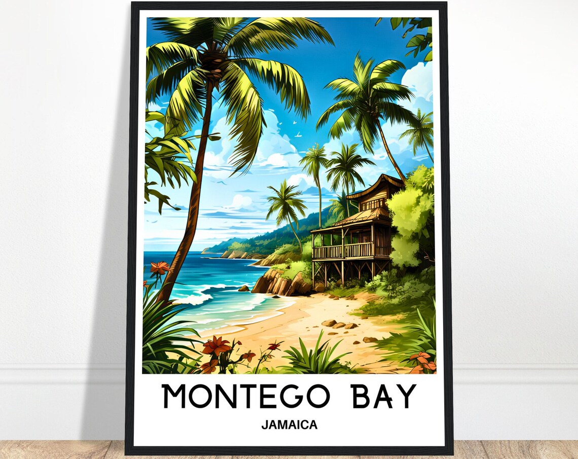 Montego Bay Travel Poster, Jamaican Art Print