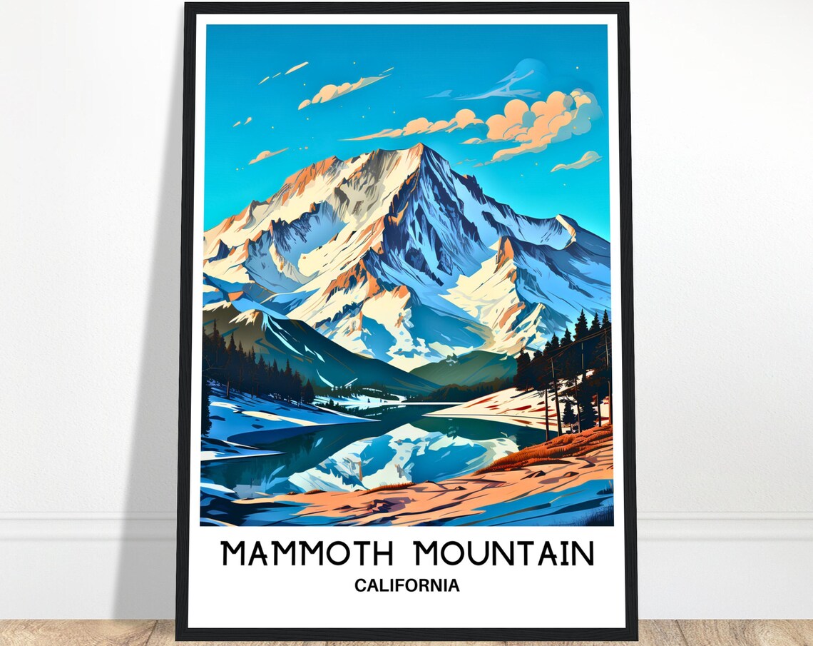 Mammoth Mountain Travel Poster, Mountain Landscape