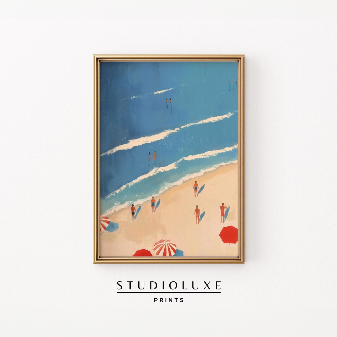 Coastal Beach Painting Art Print, Apartment Decor