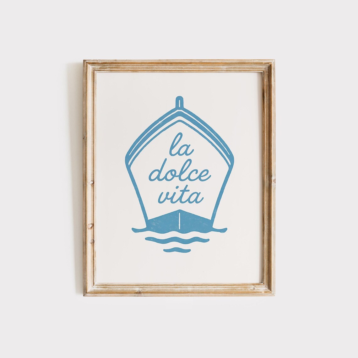 La Dolce Vita Boat Stern Blue Line Art Italian Summer Poster