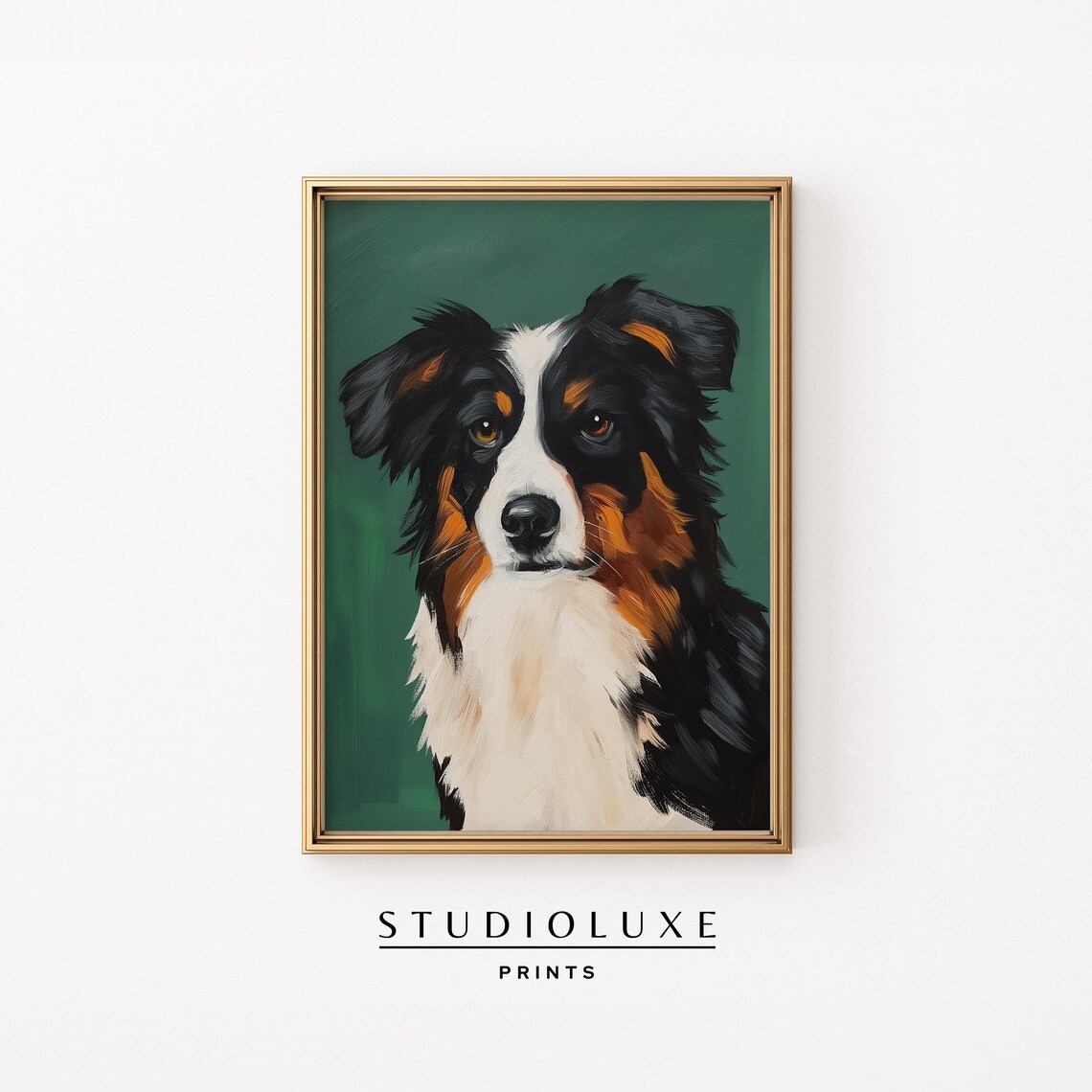 Australian Shepherd Portrait Poster Tricolor Dog Breed Classic Pet Art