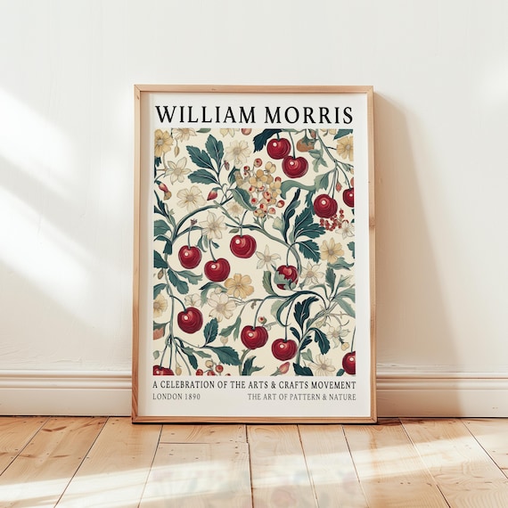 William Morris Cherry Branches Vintage Fruit Floral Art Poster