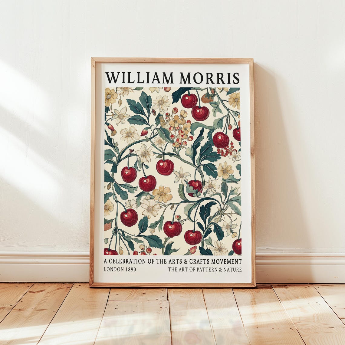 William Morris Cherry Branches Vintage Fruit Floral Art Poster