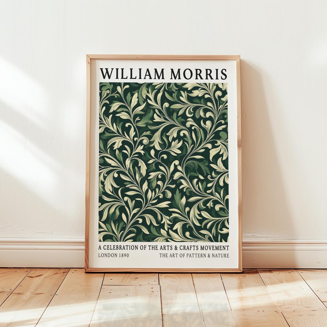 William Morris 1890 Green Leaf Arts and Crafts Movement Poster