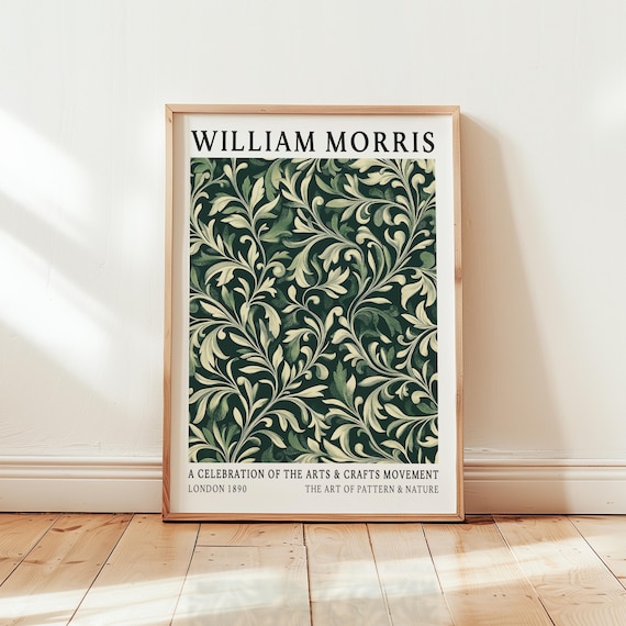 William Morris 1890 Green Leaf Arts and Crafts Movement Poster