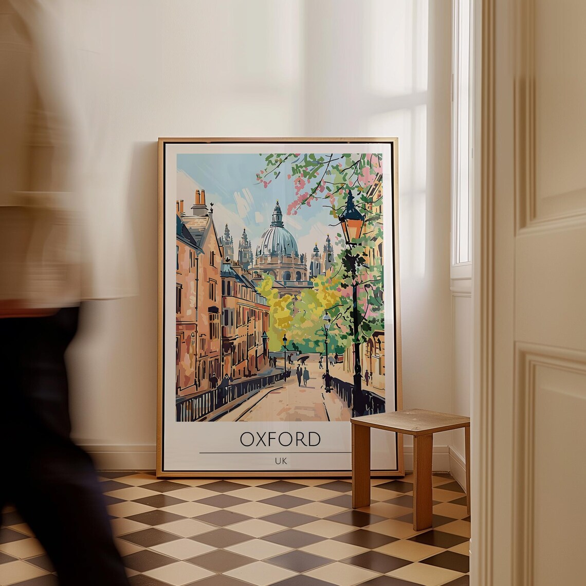 Oxford UK Radcliffe Camera Golden Historic Street Travel Poster - Image 2