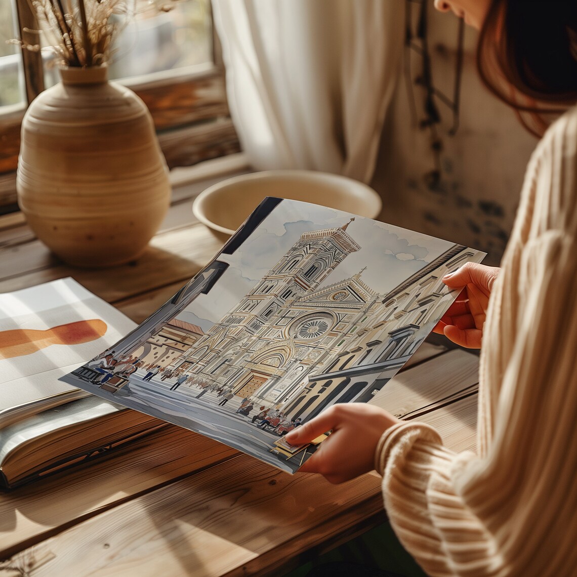 Florence Duomo Watercolor Travel Poster, Toscana Italy - Image 4