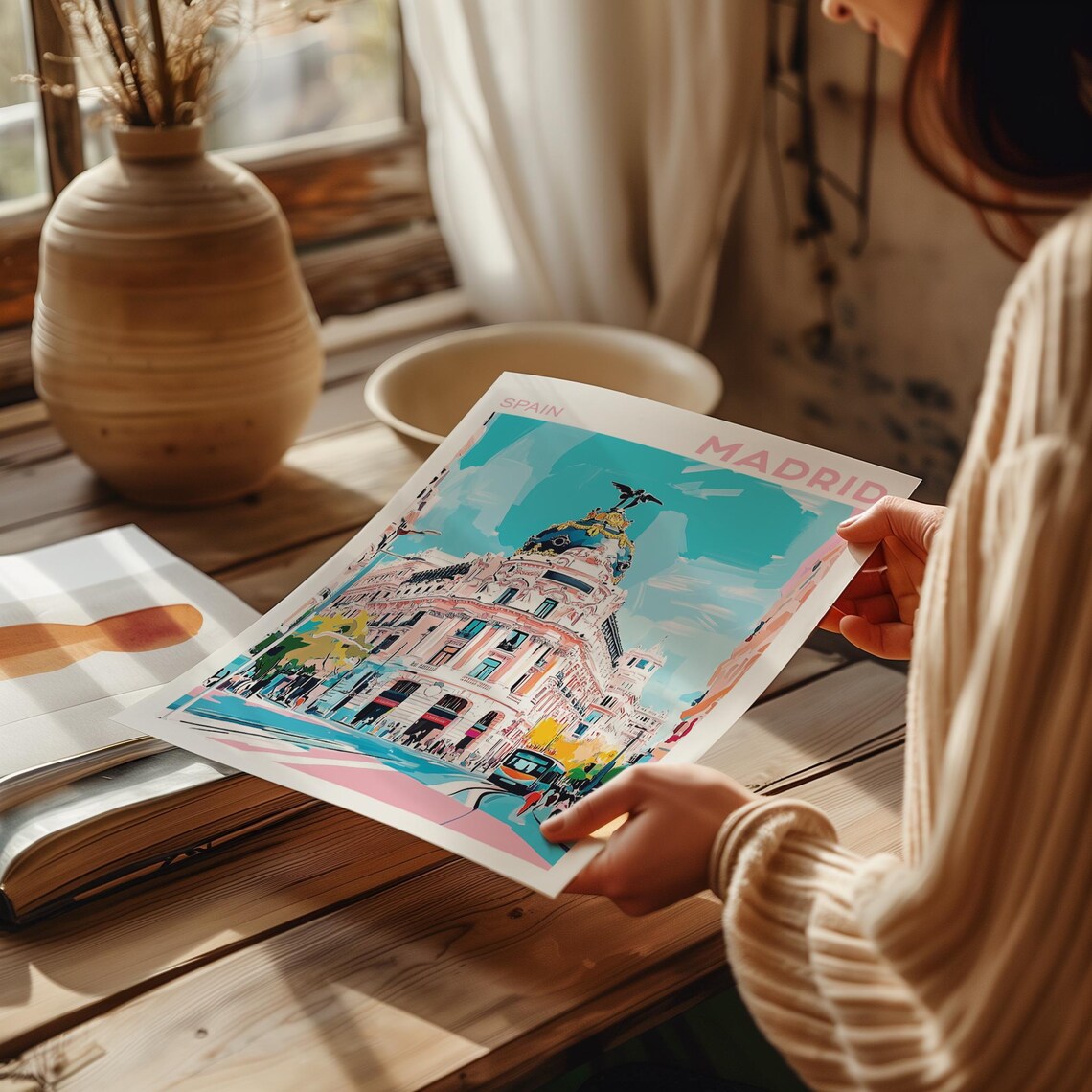 Madrid Watercolor Cityscape Art Print, Spain Travel - Image 2