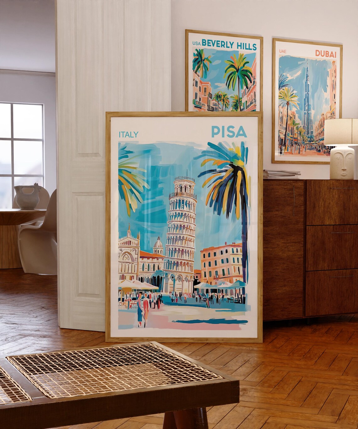 Pisa Watercolor Travel Poster, Italy Cityscape - Image 4