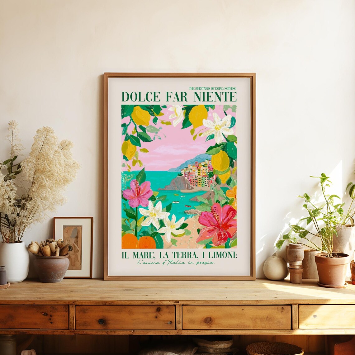 Dolce Far Niente Colorful Italy Coast Lemons Flowers Poster Decor