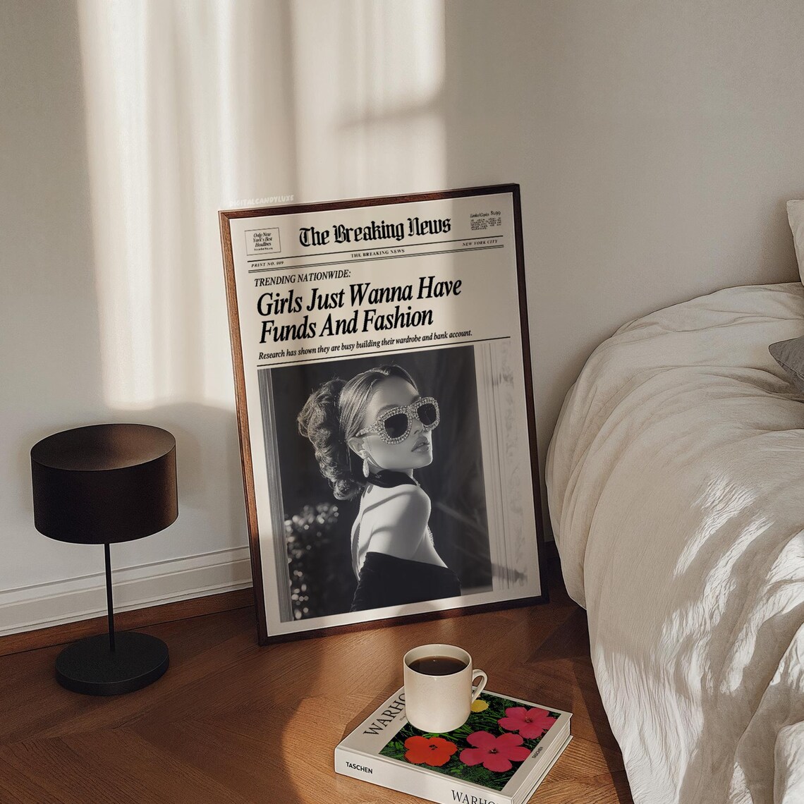 Newspaper Poster, Retro Bedroom Wall Art Print