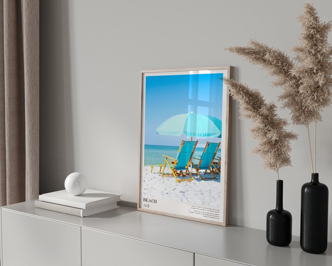 Beach Umbrellas Beach House Decor Art Print - Image 2