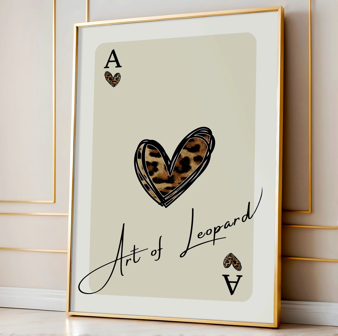 Ace Of Hearts Leopard Playing Card Art Of Leopard Script Poster - Image 3