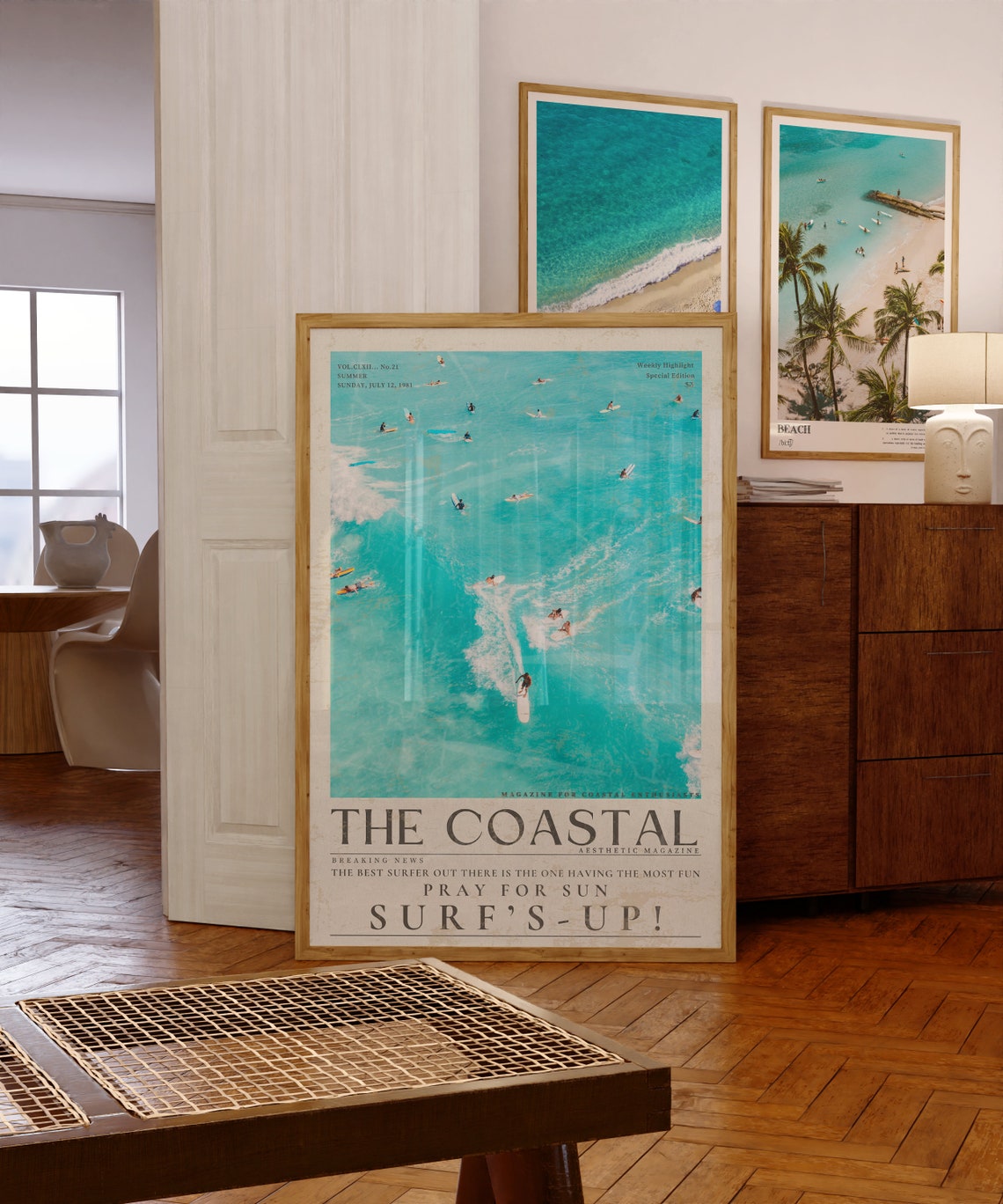 The Coastal Surf Magazine Aerial Surfers Surf's Up Retro Poster - Image 3