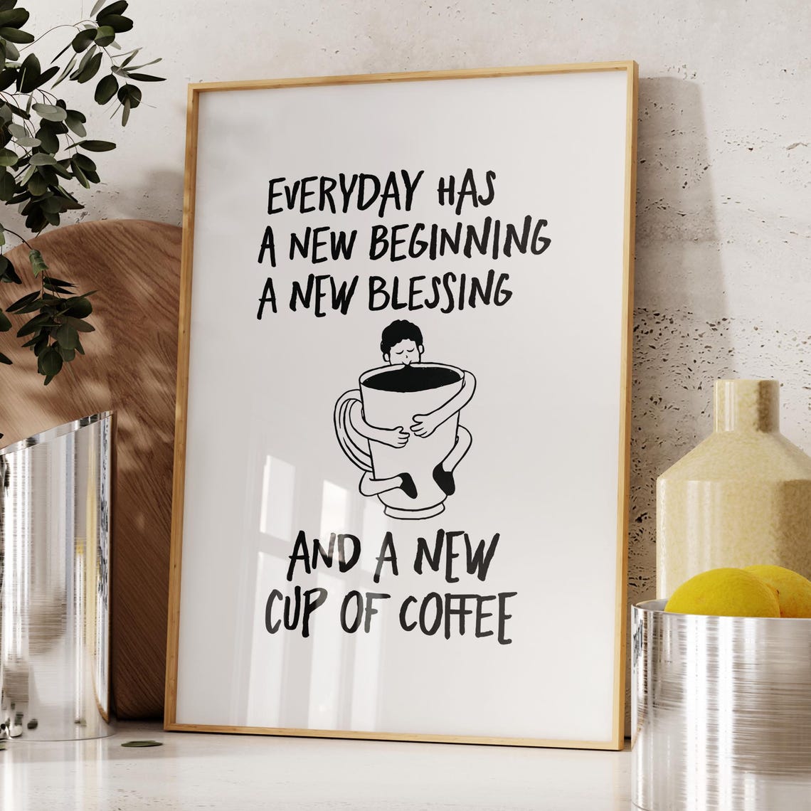 Retro Coffee Poster, New Blessing And A Cup
