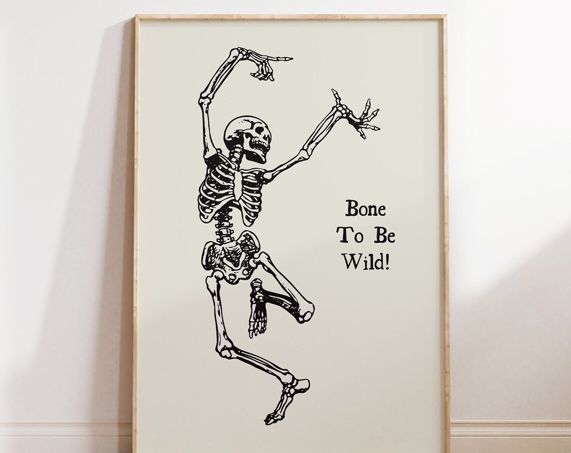 Vintage Skeleton Halloween Funny Quote Art Print