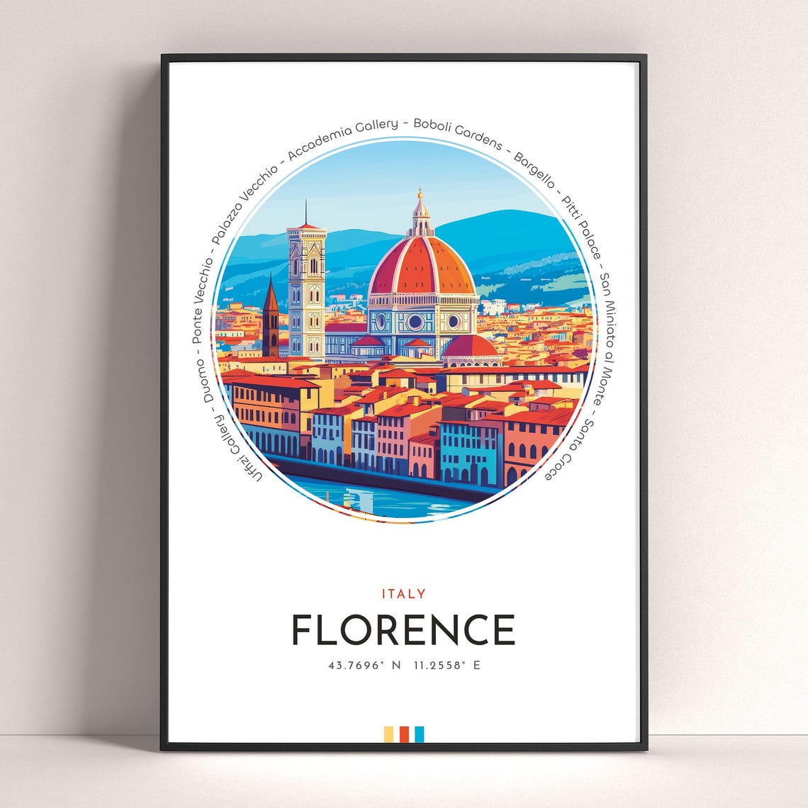 Florence Italy Duomo Cathedral Skyline Vintage Travel Poster
