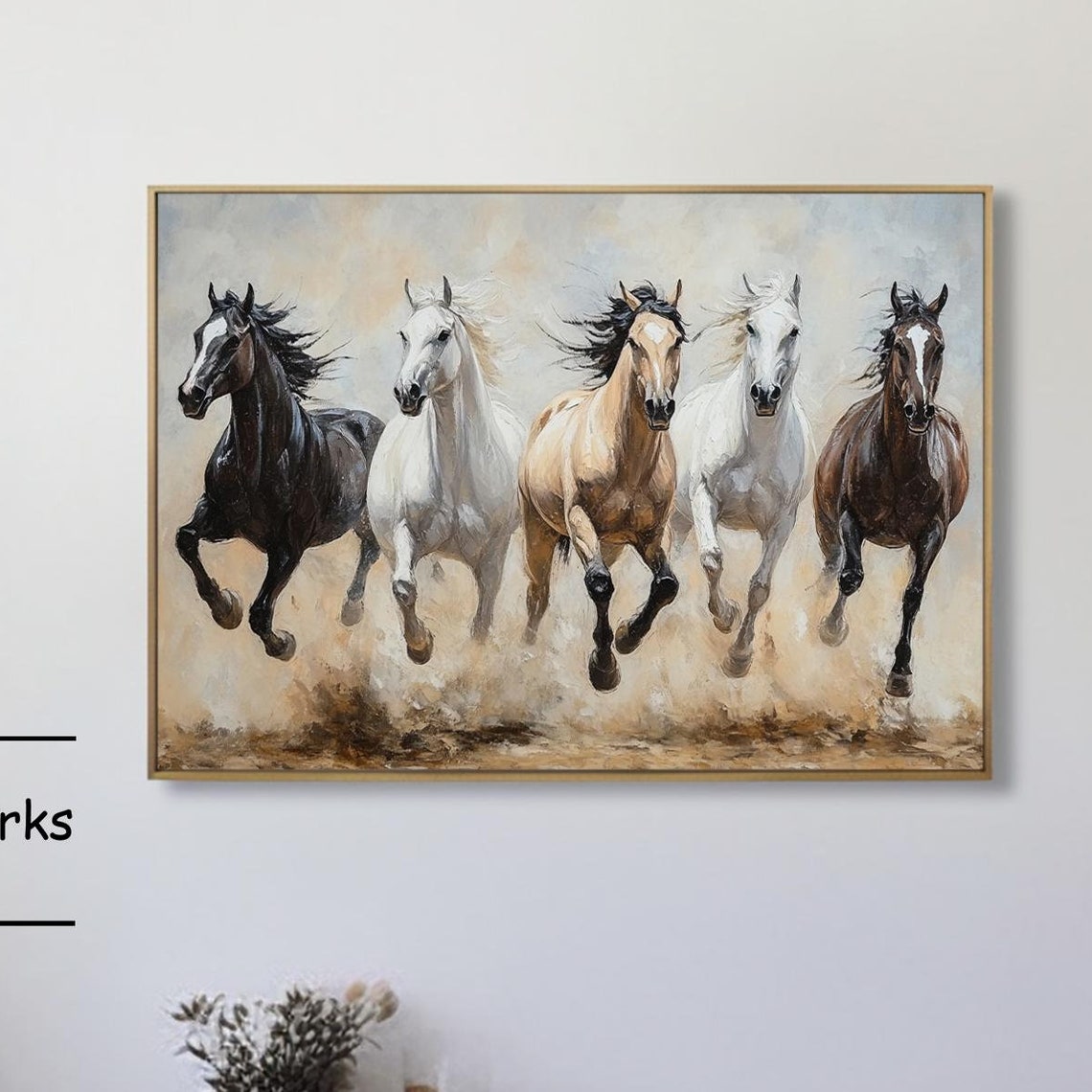 Horse Art Oil Painting Running Horse Painting Original Animal Painting 100 Hand Painted Wall Art Horse Abstract Painting Office Wall Art - Image 4