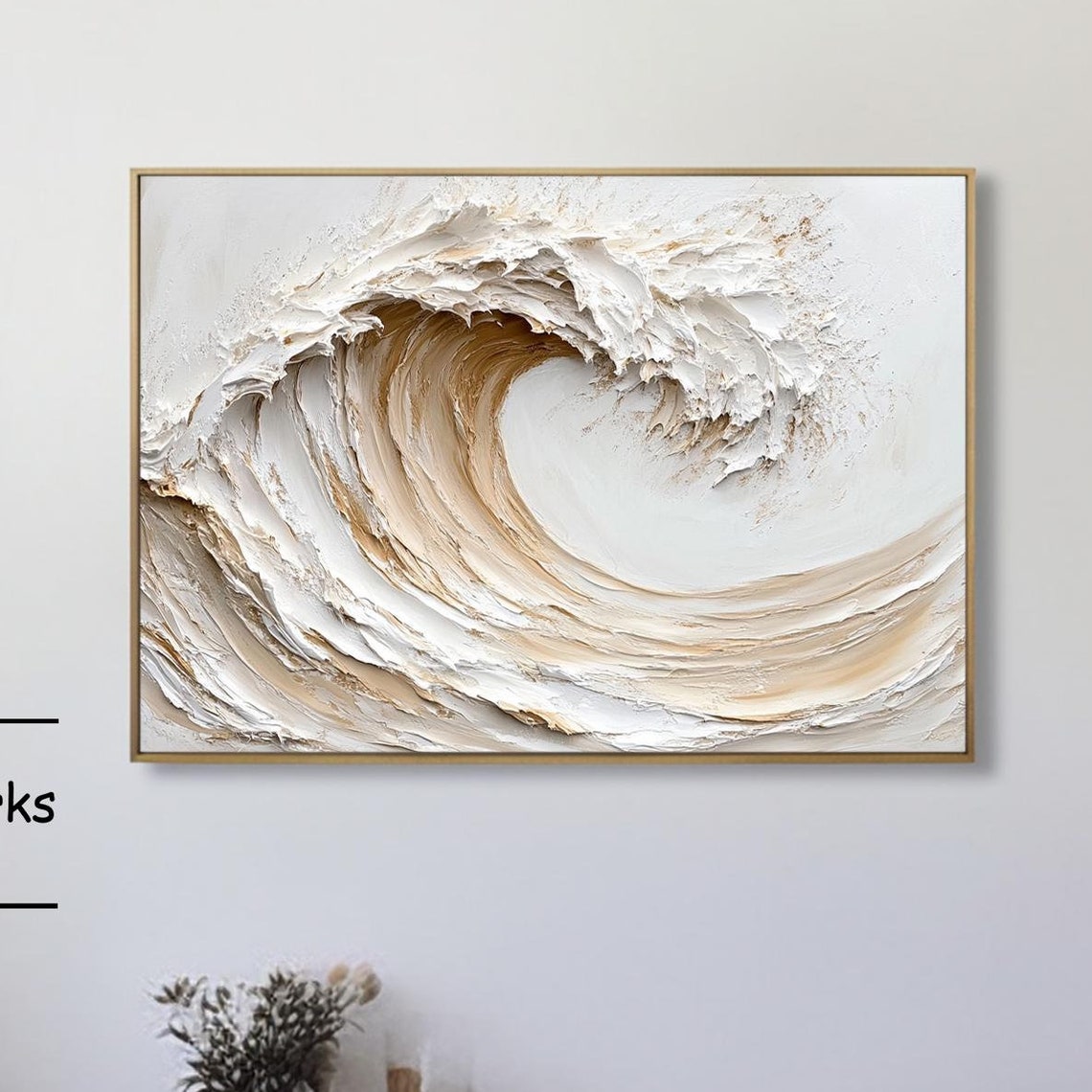 Ivory White Ocean Wave Curl Circle in Soft Neutral Tones Poster