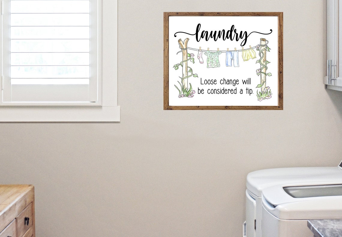 Laundry Loose Change Considered a Tip Clothesline Poster Square