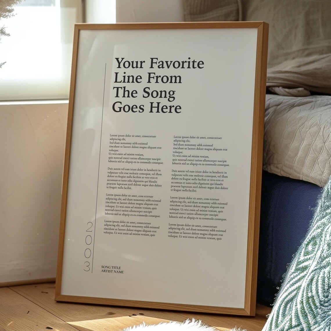 Custom Song Lyrics Art Print, Personalized Anniversary