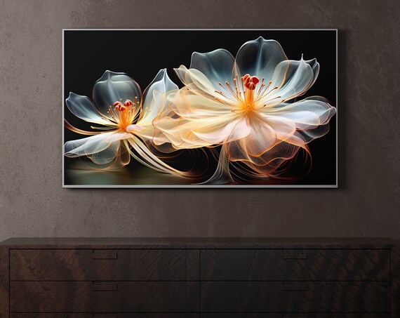 Samsung Frame Tv Art Botanical Flowers Ai Gen Instant Pastel 169 Ratio Future Flower