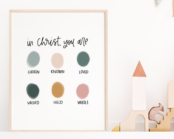 In Christ You Are Chosen Poster Kids Room Affirmation Christian Nursery Art