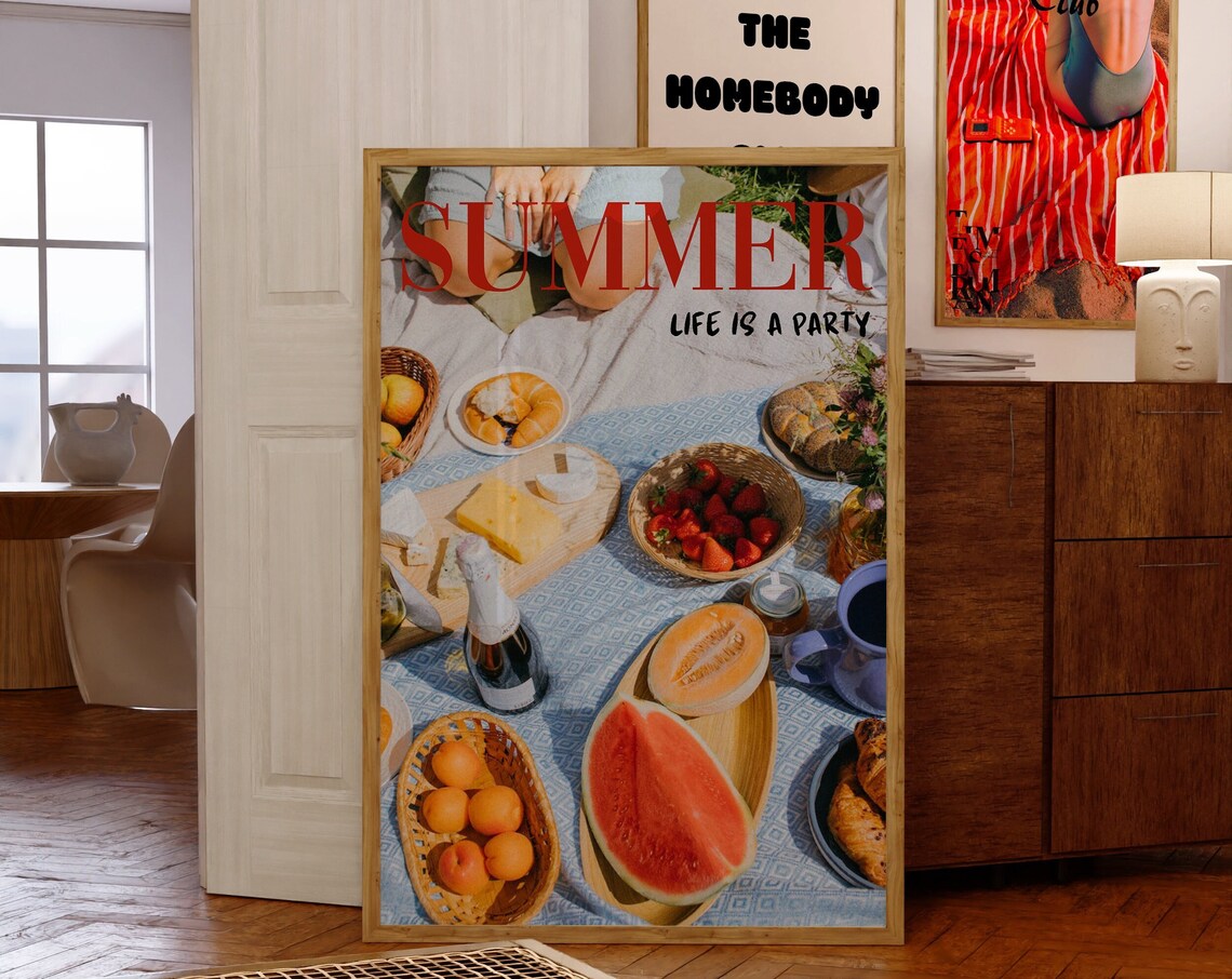 70s Summer Picnic Retro Kitchen Art Print