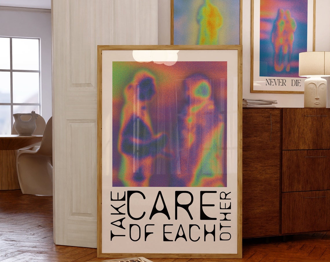 Aura Poster Retro Gradient Self Affirmation Room Decor Grainy Dorm Y2k Psychedelic Home