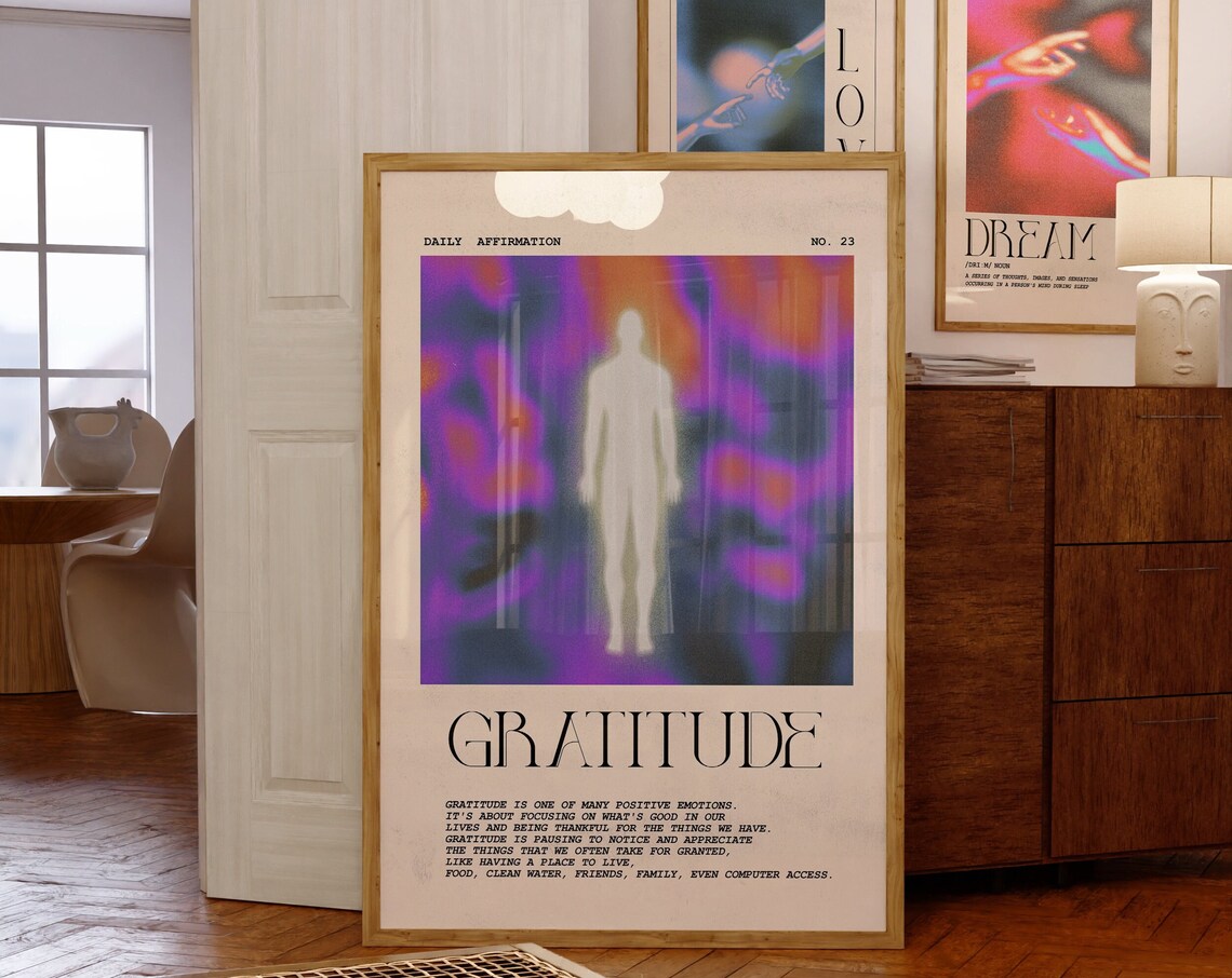 Gratitude Daily Affirmation No 23 Purple Aura Mindful Poster