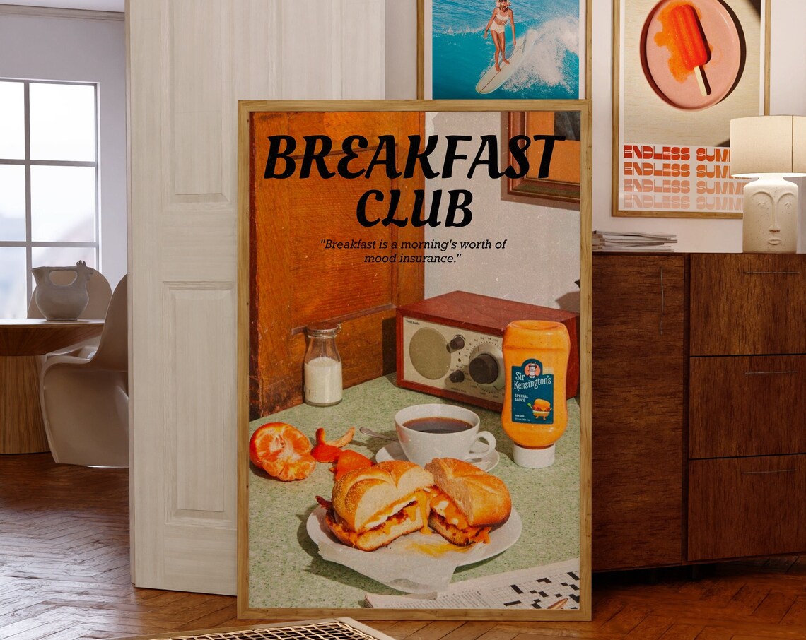 Breakfast Club Retro Psychedelic Kitchen Art Print
