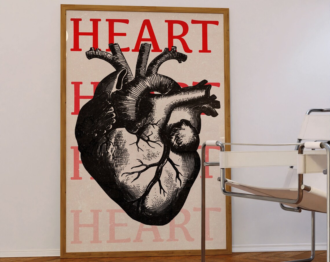 Black Heart Retro Psychedelic 70s Art Print