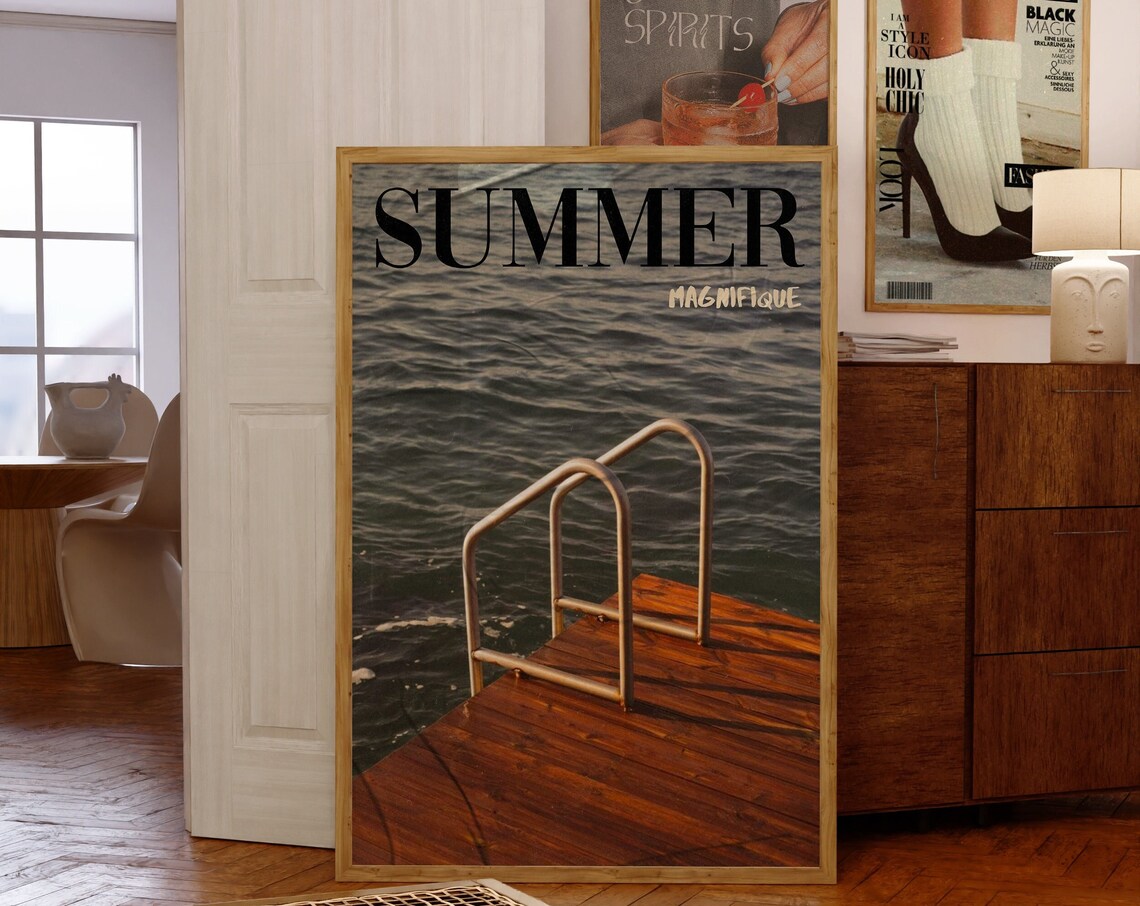 Summer Magazine 70s Retro Beach Travel Poster