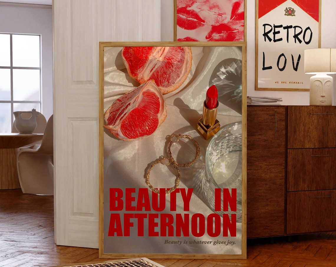 Beauty In Afternoon Grapefruit Lipstick Editorial Fashion Poster
