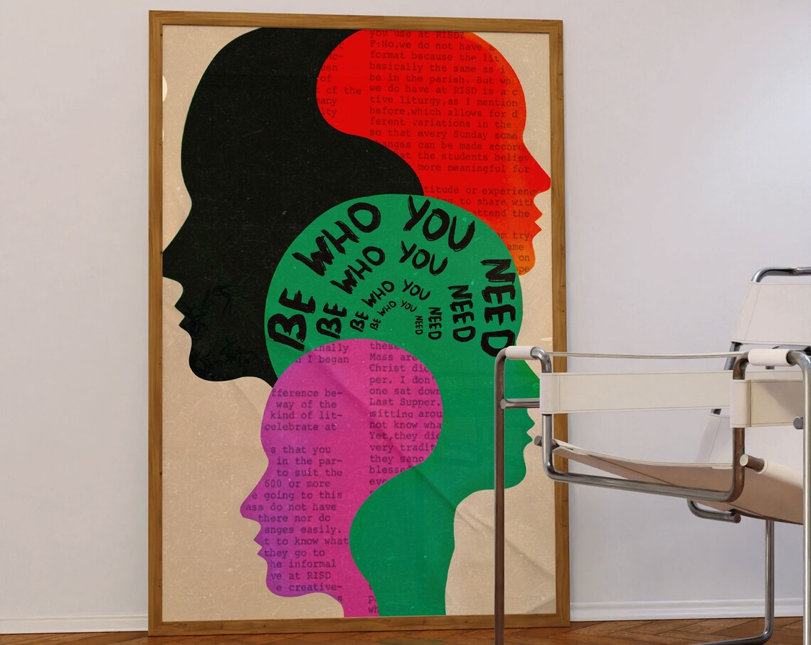 Be Who You Need Bold Profile Silhouette Motivational Art Print