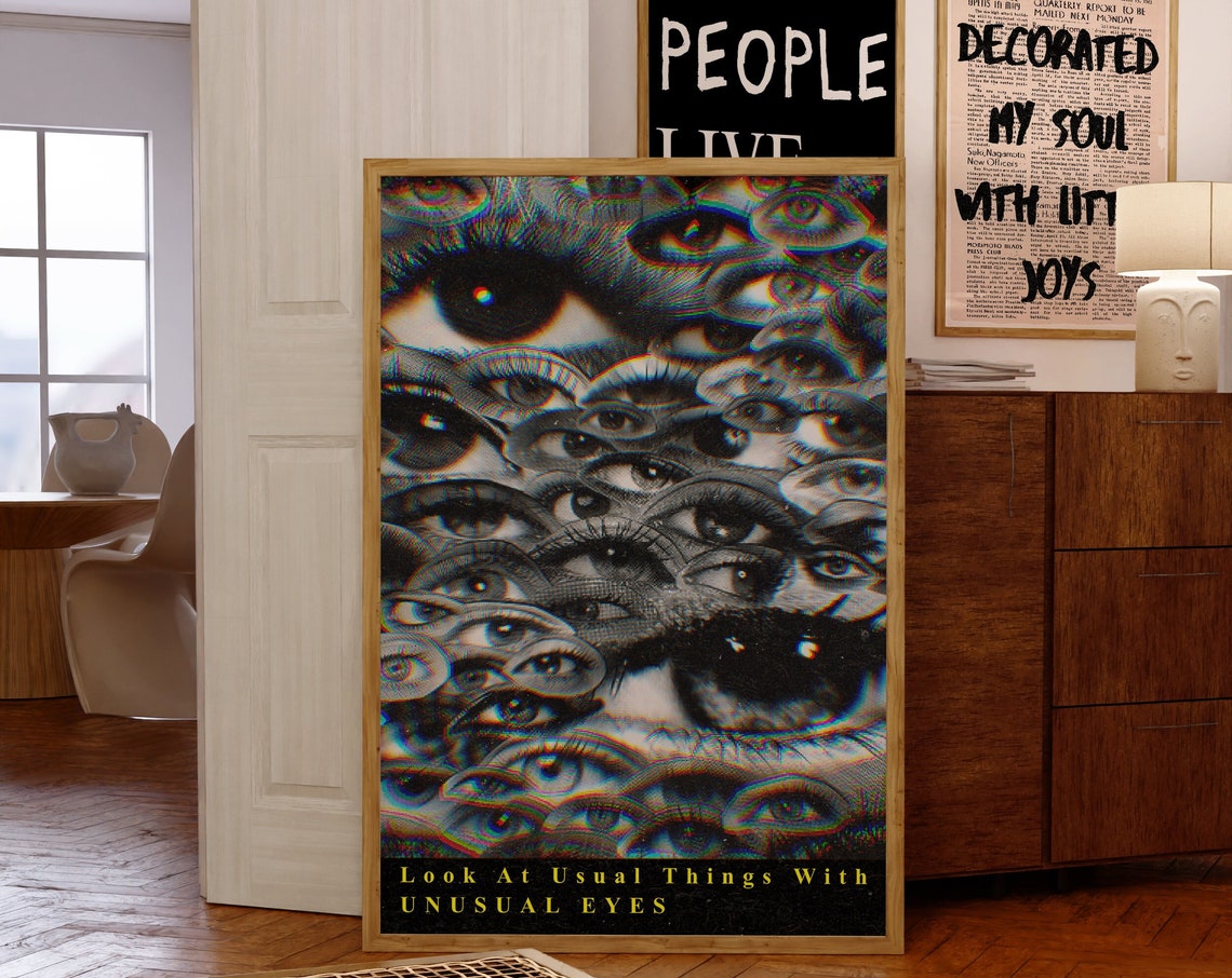 Retro Poster Preppy Art Affirmation Print Wall Decor Trendy Eye Y2k Psychedelic Trippy