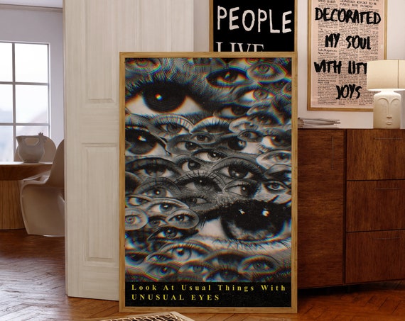 Retro Poster Preppy Art Affirmation Print Wall Decor Trendy Eye Y2k Psychedelic Trippy