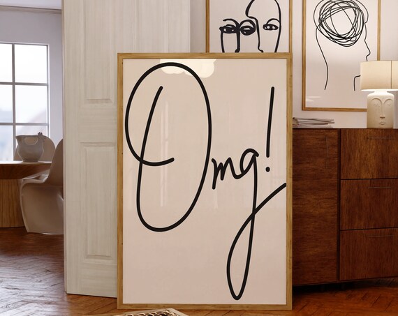 Omg Minimalist Handwritten Script Typography Modern Wall Art
