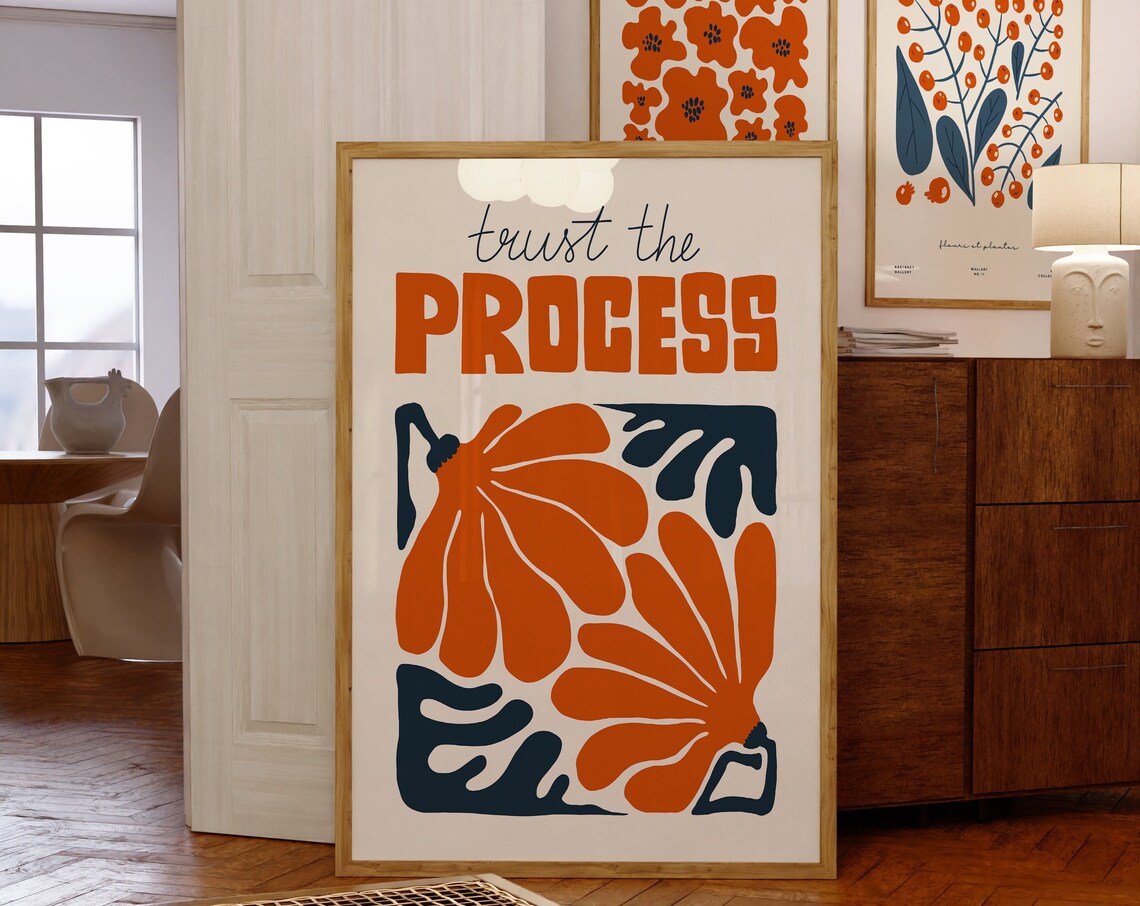 Trust The Process Retro Flower Print, 70s Floral